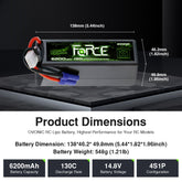2-Pack Ovonic Force 4S 6200mAh 130C 14.8V Hardcase LiPo Battery w/EC5 Plug for High Discharge 1/8 1/10 RC Car & Truck